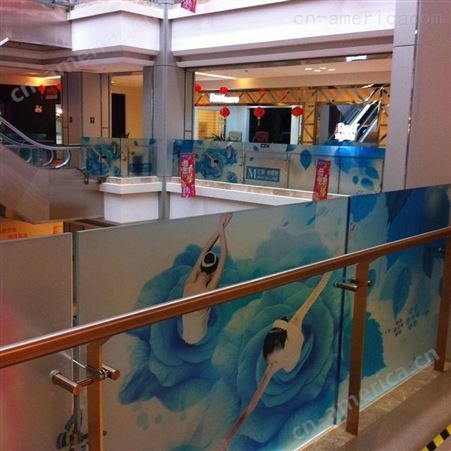 上海玉娇公司 彩绘玻璃护栏 艺术玻璃防护栏