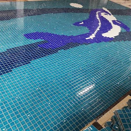 华芯晓建材 泳池马赛克孔雀海豚图案 定制水池艺术拼花瓷砖