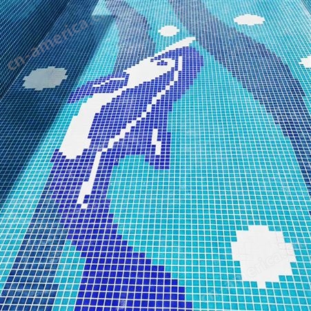 华芯晓建材 泳池马赛克孔雀海豚图案 定制水池艺术拼花瓷砖