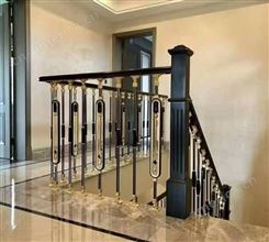 鑫森木楼梯扶手旋转铝雕花护栏中式别墅踏步美式仿铜楼梯别墅扶梯