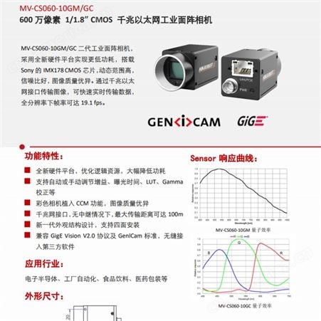 海康威视MV-CS060-10GM 600万像素网口面阵相机 二代基础版，黑白