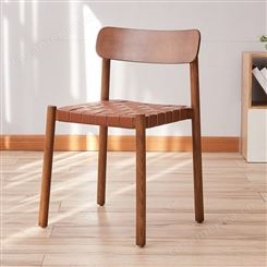 博德森北欧ins设计师餐椅实木咖啡椅侘寂风靠背中古椅定制