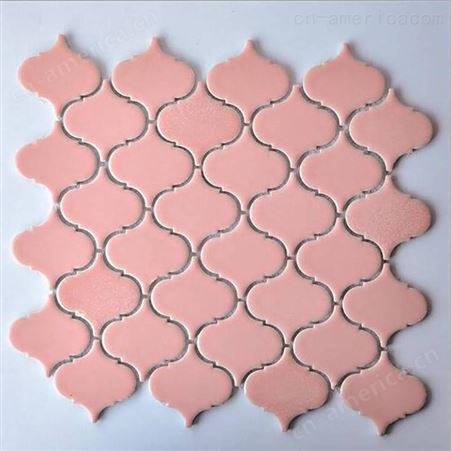 鱼鳞砖扇形马赛克 窑变粉色伞形背景墙 浴室卫生间瓷砖淋浴防滑地砖